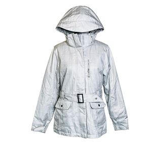 Firefly Women's Hooded Belted Winter Snow  Jacket in Light Gray
